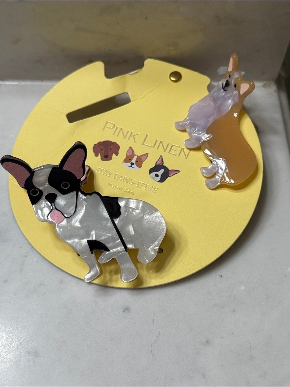 Frenchie and Corgi hair clips
